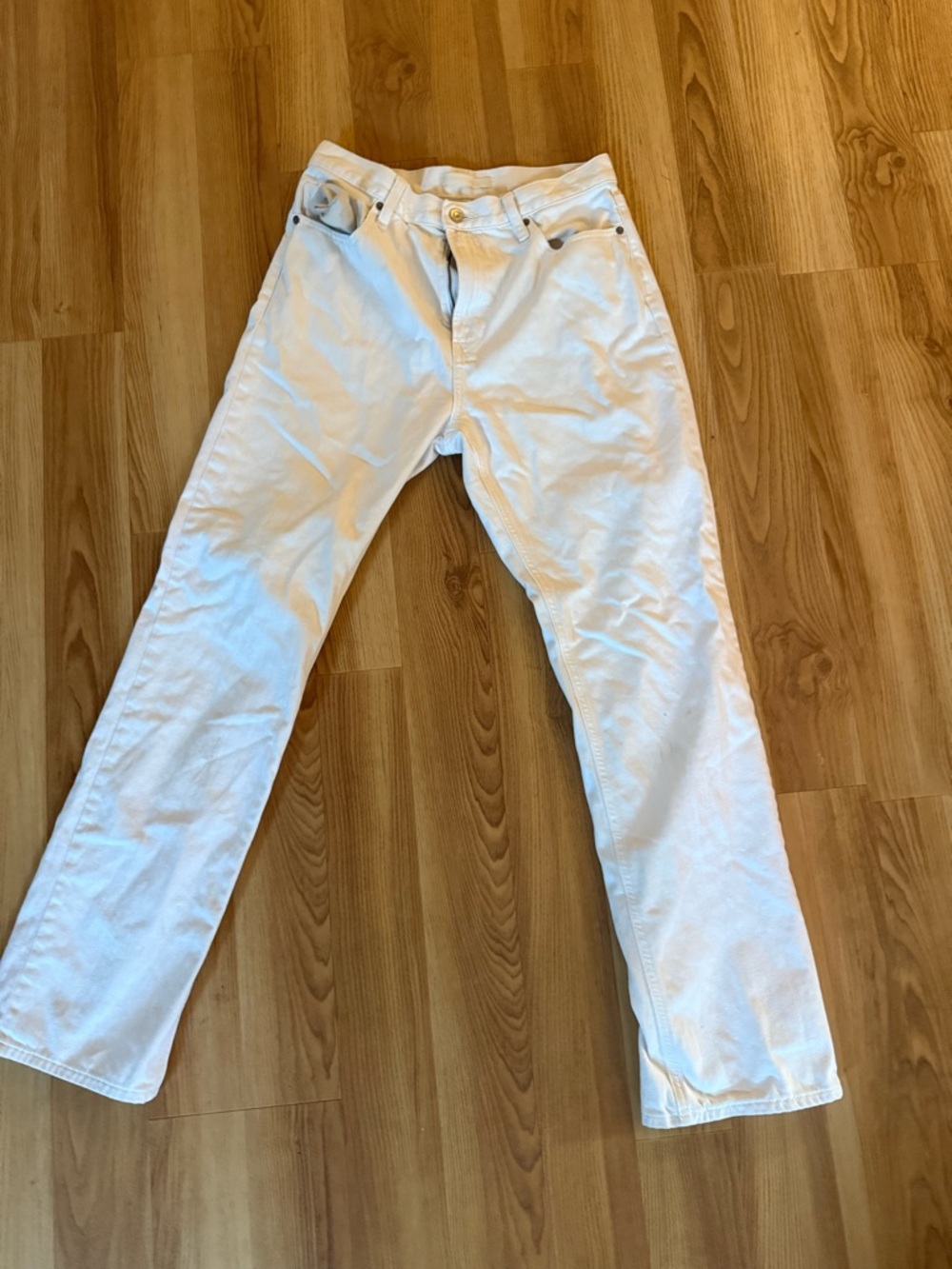 Uniqlo White Straight Leg Jeans